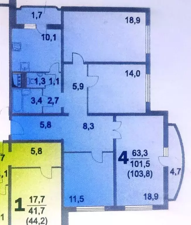 4-к кв. Московская область, Люберцы ул. Преображенская, 9 (103.0 м) - Фото 2