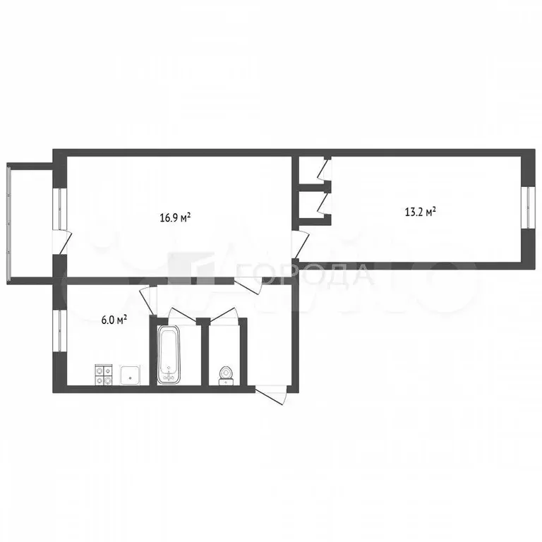 2-к. квартира, 44 м, 5/5 эт. - Фото 0