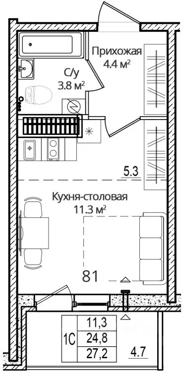 Студия Псковская область, Псковский муниципальный округ, д. Борисовичи ... - Фото 1