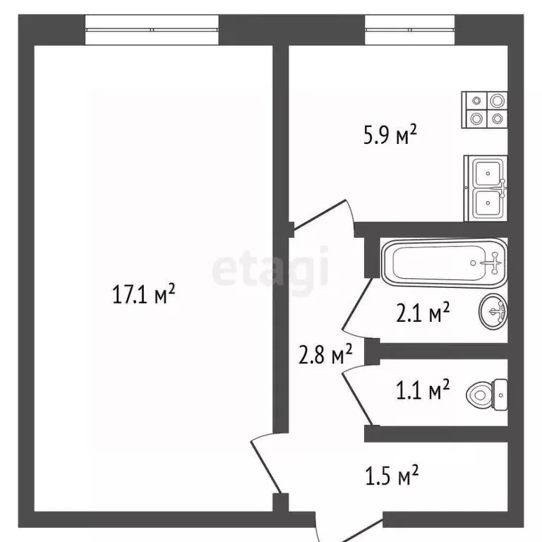 1-к кв. Пермский край, Пермь бул. Гагарина, 58 (29.9 м) - Фото 2