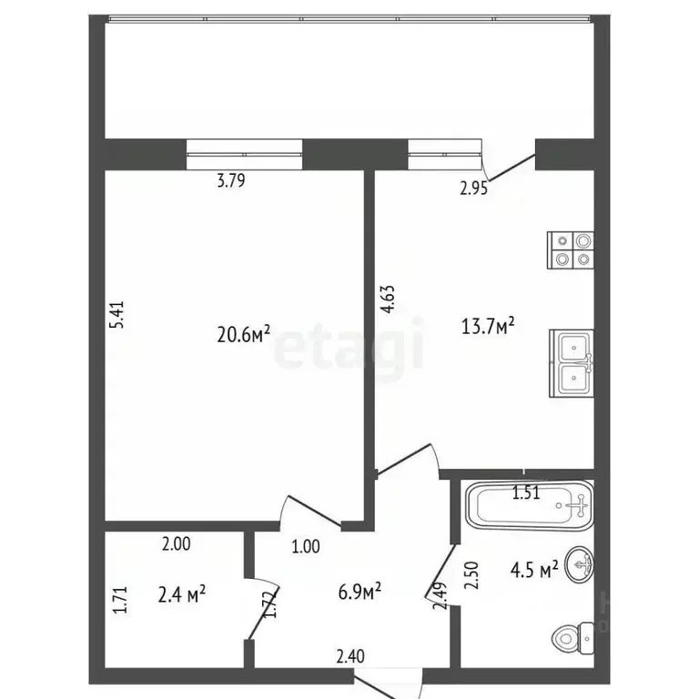 1-к кв. Забайкальский край, Чита Славянская ул., 12 (47.7 м) - Фото 2