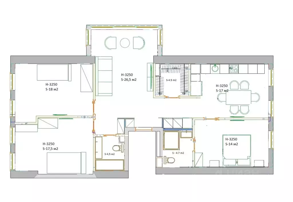 4-к кв. Москва ул. Академика Волгина, 2К2 (109.0 м) - Фото 2