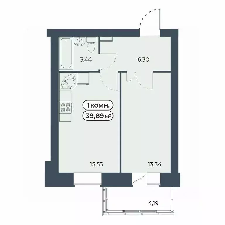 1-к кв. Красноярский край, Красноярск ул. Светлова, 25/1 (39.89 м) - Фото 1