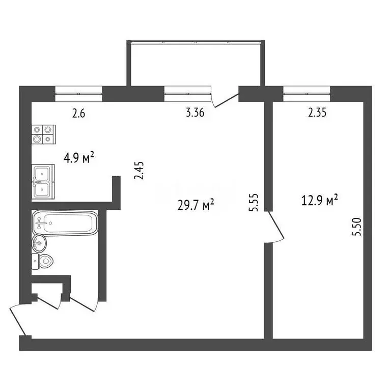 2-комнатная квартира: Омск, Почтовая улица, 25 (42.3 м) - Фото 0