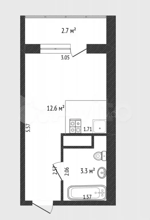 Квартира-студия, 19 м, 8/20 эт. - Фото 0