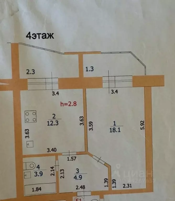 1-к кв. Мордовия, Саранск Волгоградская ул., 124А (39.2 м) - Фото 1