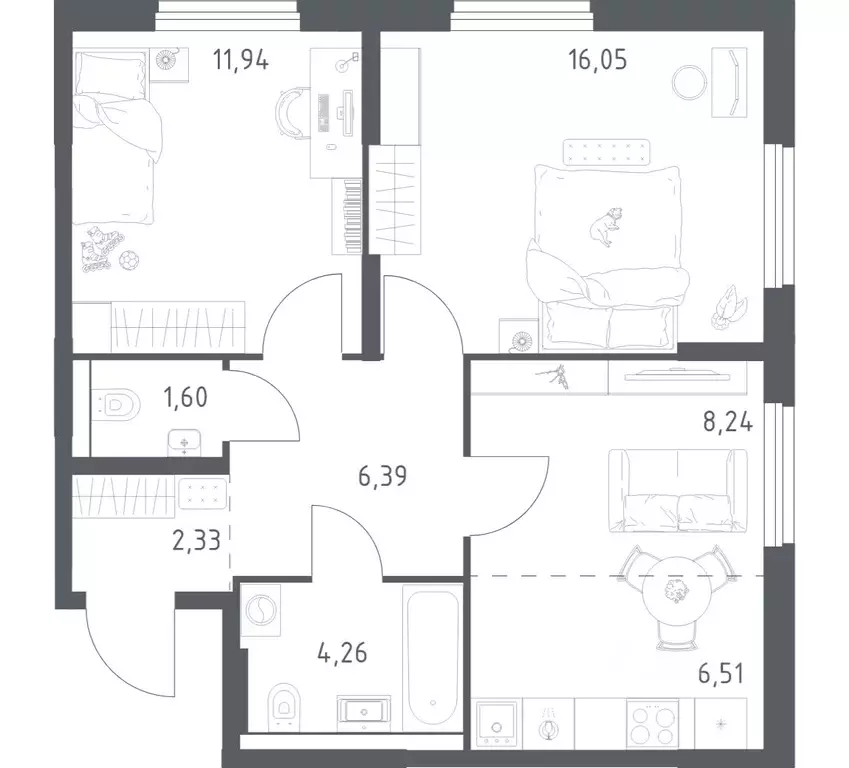 2-к кв. Башкортостан, Уфа ул. Минигали Губайдуллина, 8к9 (57.32 м) - Фото 1