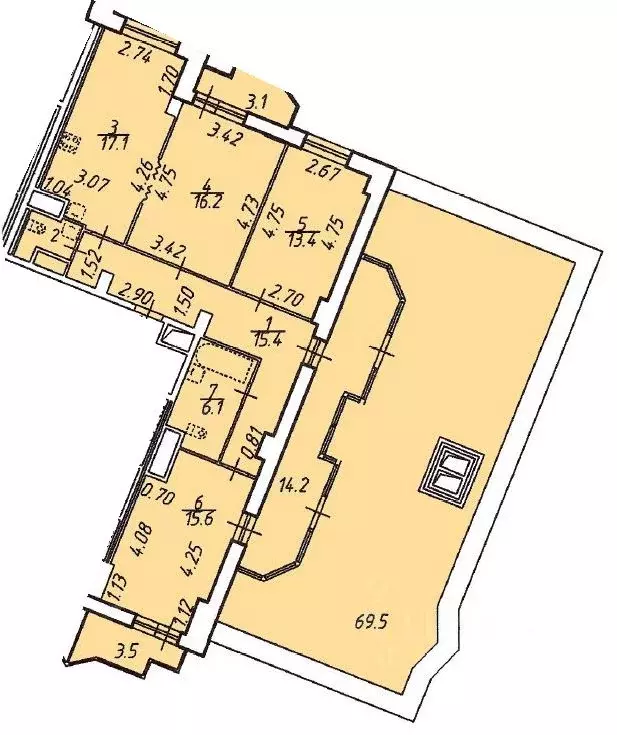 3-к кв. Санкт-Петербург ул. Руднева, 18 (127.4 м) - Фото 0