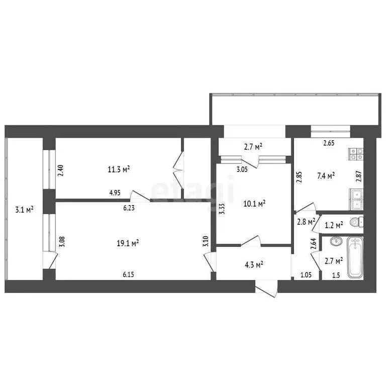 3-комнатная квартира: Феодосия, Крымская улица, 84 (62.4 м) - Фото 1