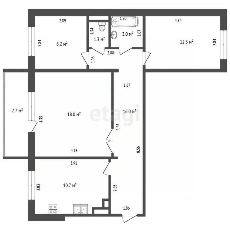 3-к кв. Калининградская область, Калининград ул. Согласия, 5 (72.2 м) - Фото 0