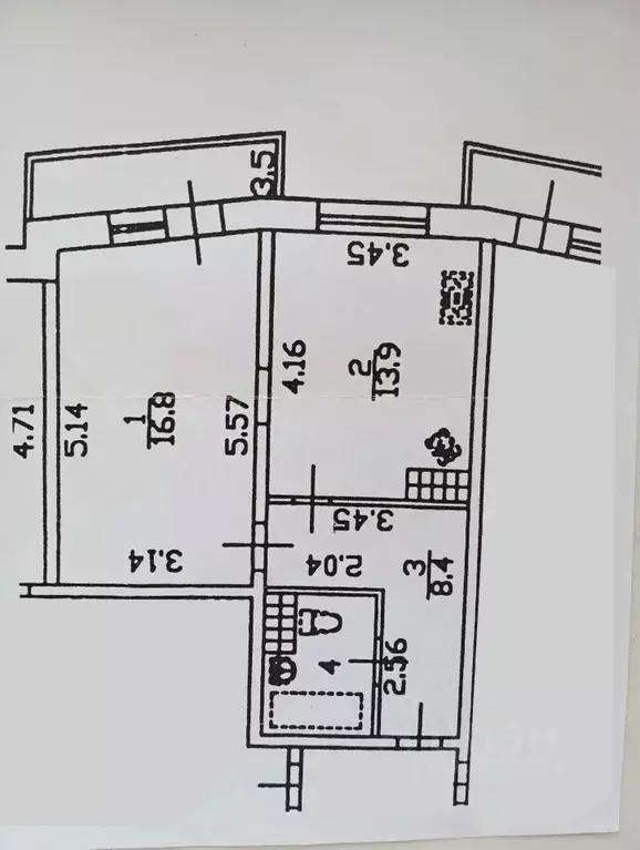 1-к кв. Санкт-Петербург ул. Ольминского, 5 (43.0 м) - Фото 2