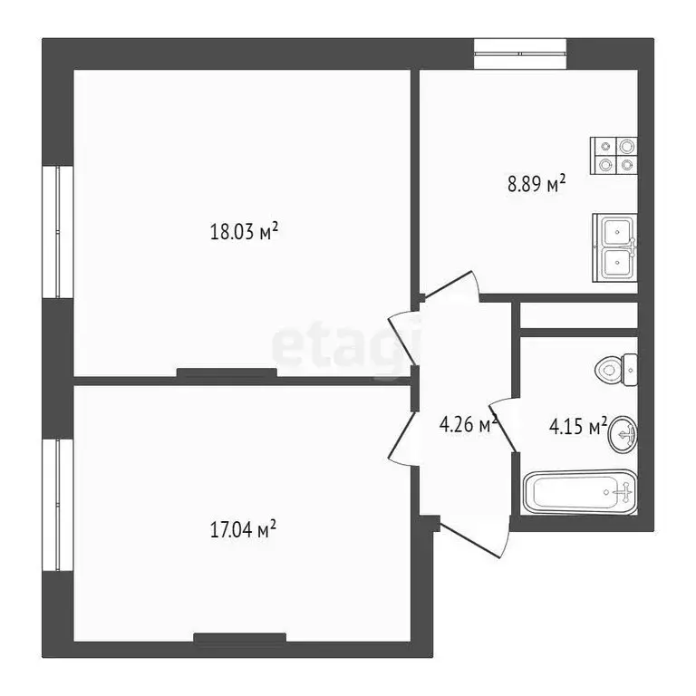 2-комнатная квартира: микрорайон Мелиораторов (52.37 м) - Фото 0