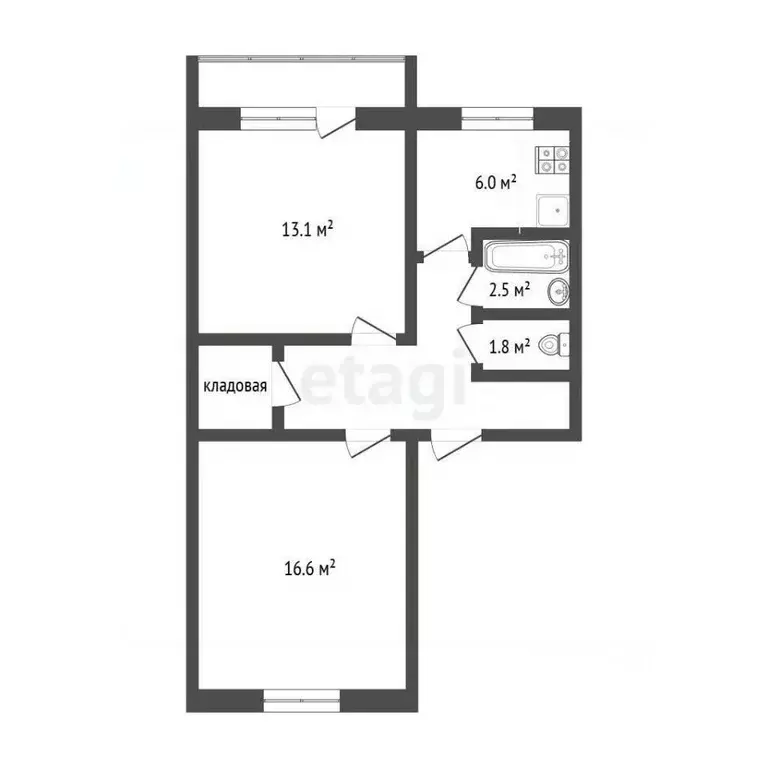 2-к кв. Крым, Евпатория ул. Имени 60-летия Октября, 22 (46.9 м) - Фото 1