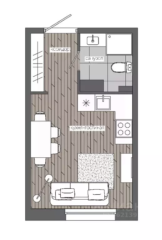 1-к кв. Ханты-Мансийский АО, Сургут 30А мкр,  (20.36 м) - Фото 0