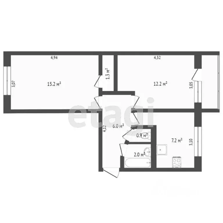 2-к кв. Санкт-Петербург ул. Демьяна Бедного, 24к2 (46.0 м) - Фото 1