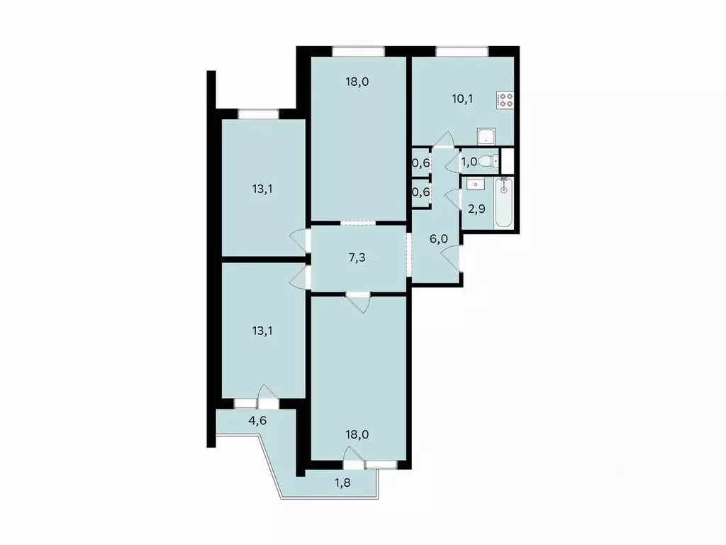 4-к кв. Москва Коровинское ш., 13К2 (96.0 м) - Фото 2