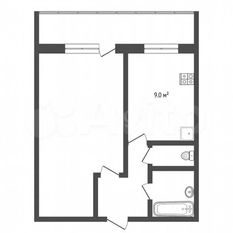 1-к. квартира, 33,8 м, 8/9 эт. - Фото 1