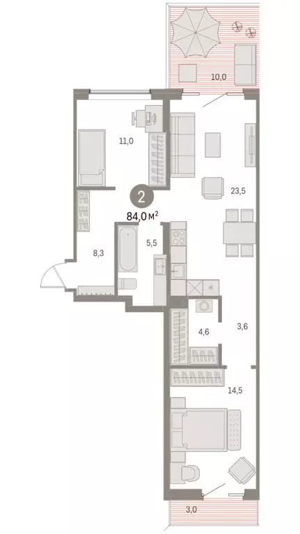 2-комнатная квартира: Курган, жилой район Центральный, ЖК Дом Кино ... - Фото 2