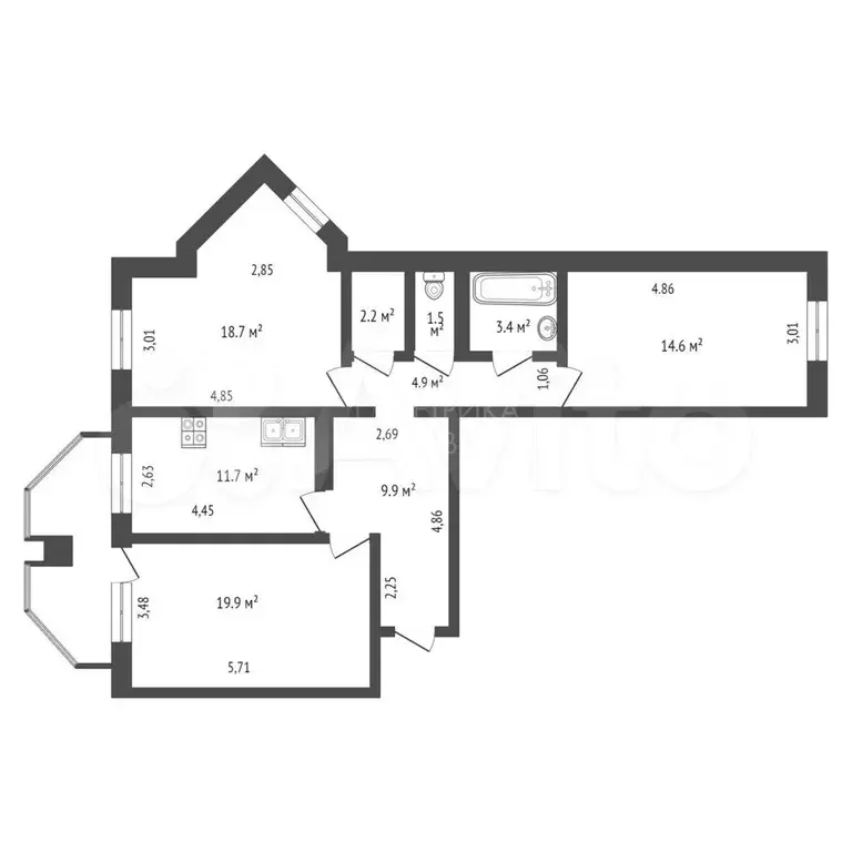 3-к. квартира, 85 м, 2/7 эт. - Фото 0