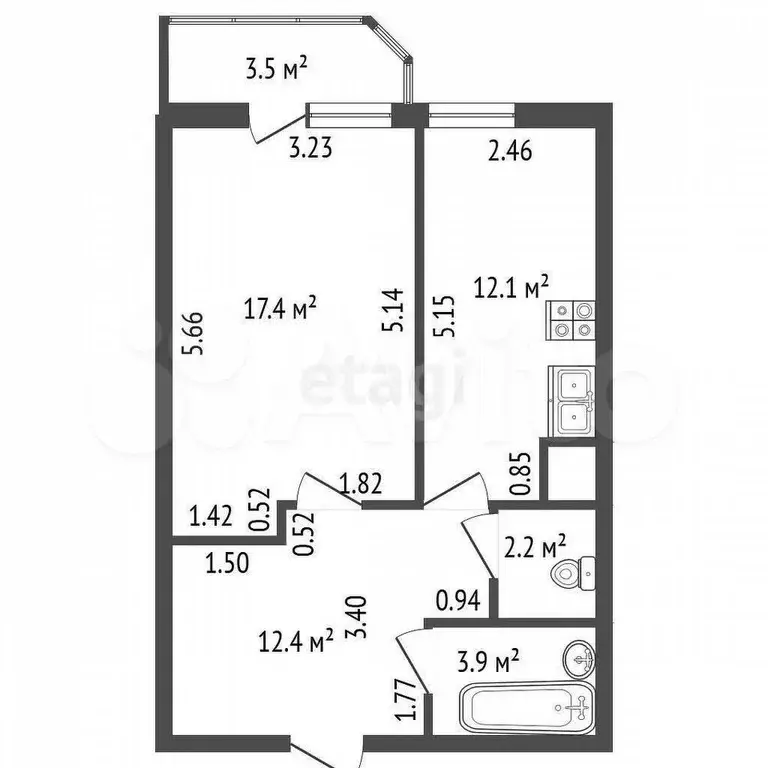 1-к. квартира, 48 м, 7/23 эт. - Фото 0