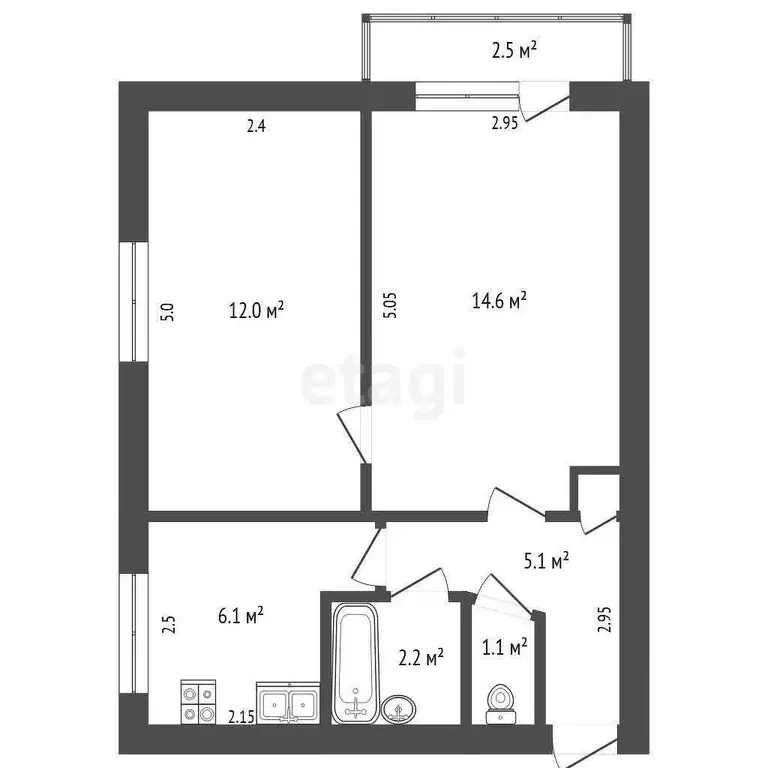 Квартира, 2 комнаты, 42 м - Фото 0