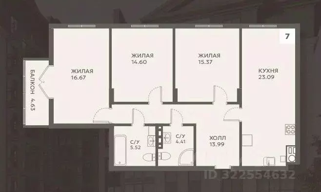 3-к кв. Калининградская область, Гурьевск Советская ул., 5 (98.28 м) - Фото 0