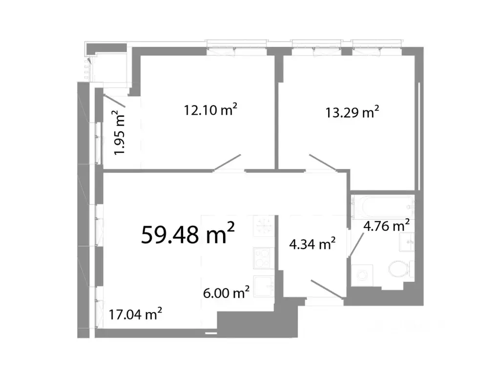 3-к кв. Челябинская область, Челябинск ул. Худякова, 18/3 (59.48 м) - Фото 0