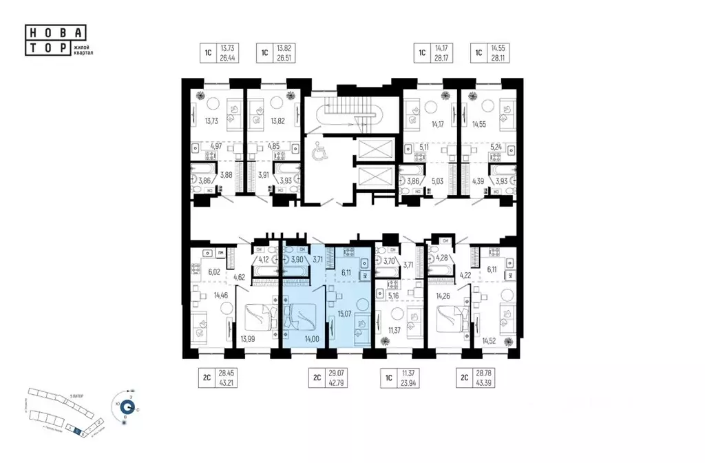 2-к кв. Башкортостан, Уфа Глумилино-1 мкр, Новатор жилой комплекс ... - Фото 2