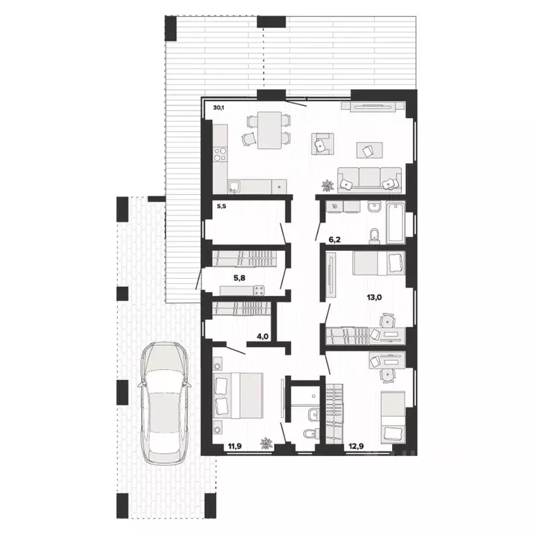 Дом в Челябинская область, Сосновский муниципальный округ, с. Большие ... - Фото 1