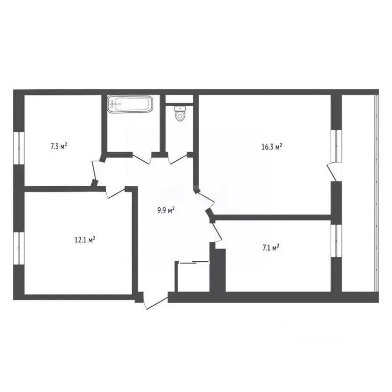 3-к кв. Амурская область, Завитинск Красноармейская ул., 34 (58.0 м) - Фото 2