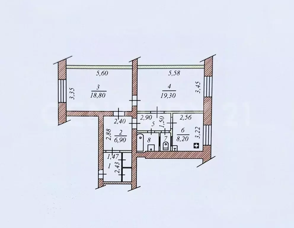 2-к кв. Чувашия, Чебоксары ул. Фридриха Энгельса, 15 (70.0 м) - Фото 1