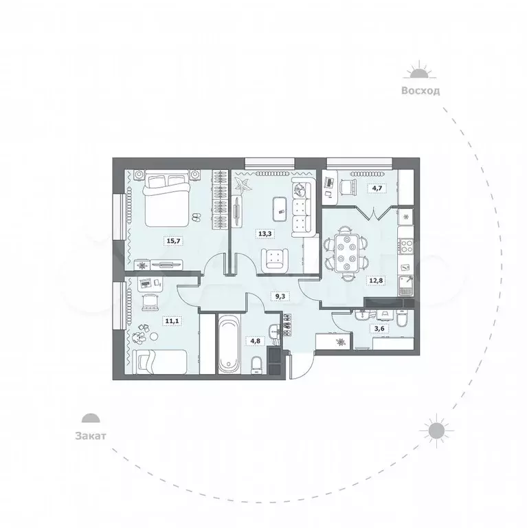 3-к. квартира, 753 м, 6/9 эт. - Фото 0