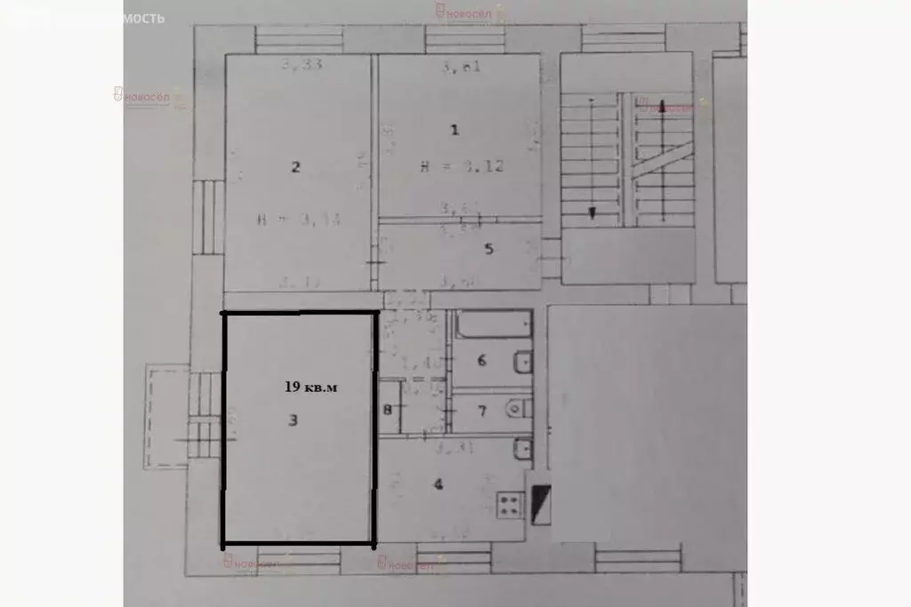 1к в 3-комнатной квартире (19 м) - Фото 1