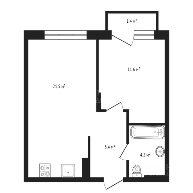 1-к кв. Тюменская область, Тюмень ул. Василия Шамова, 6 (42.5 м) - Фото 2