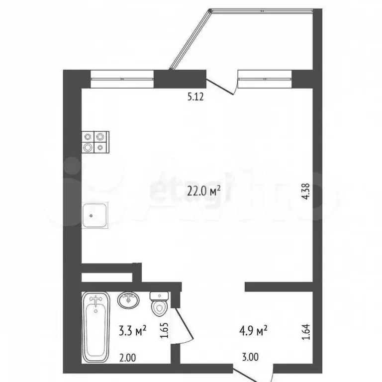 Квартира-студия, 30 м, 2/19 эт. - Фото 0