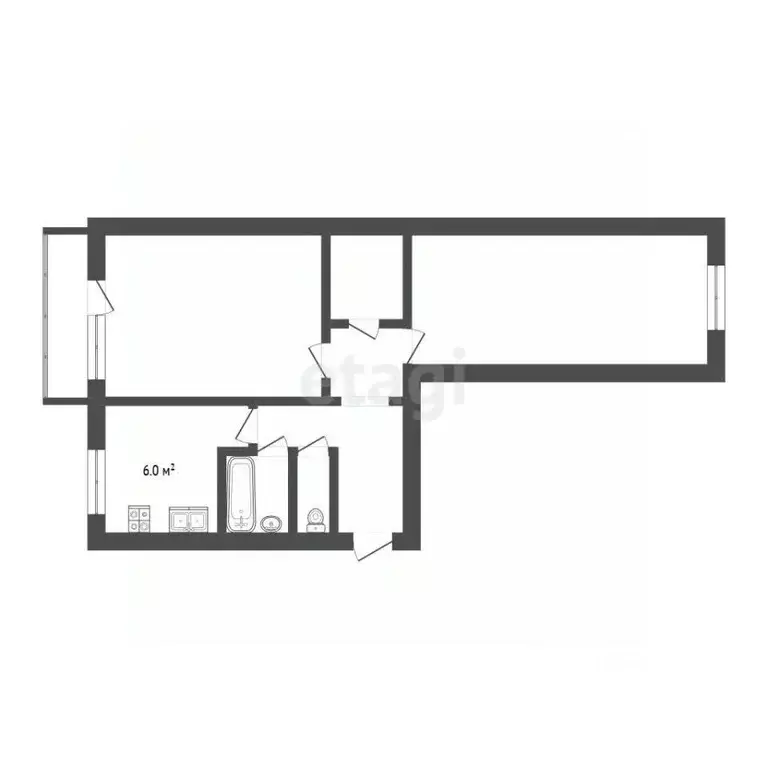 2-к кв. Тюменская область, Тюмень Фабричная ул., 6 (44.0 м) - Фото 2