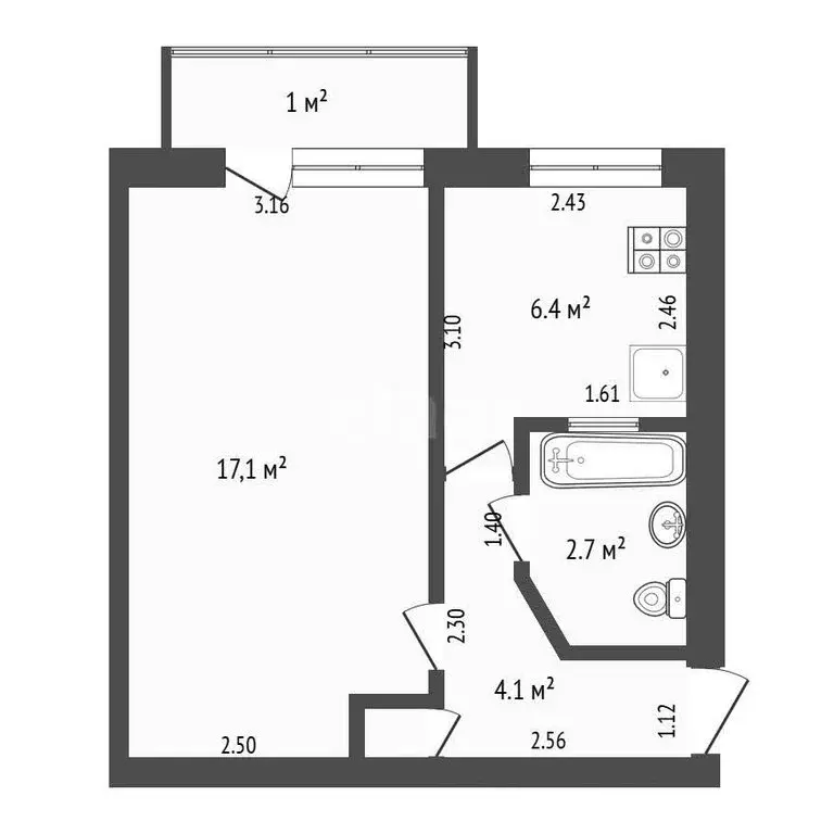 1-комнатная квартира: Саки, улица Ленина, 11 (31 м) - Фото 1