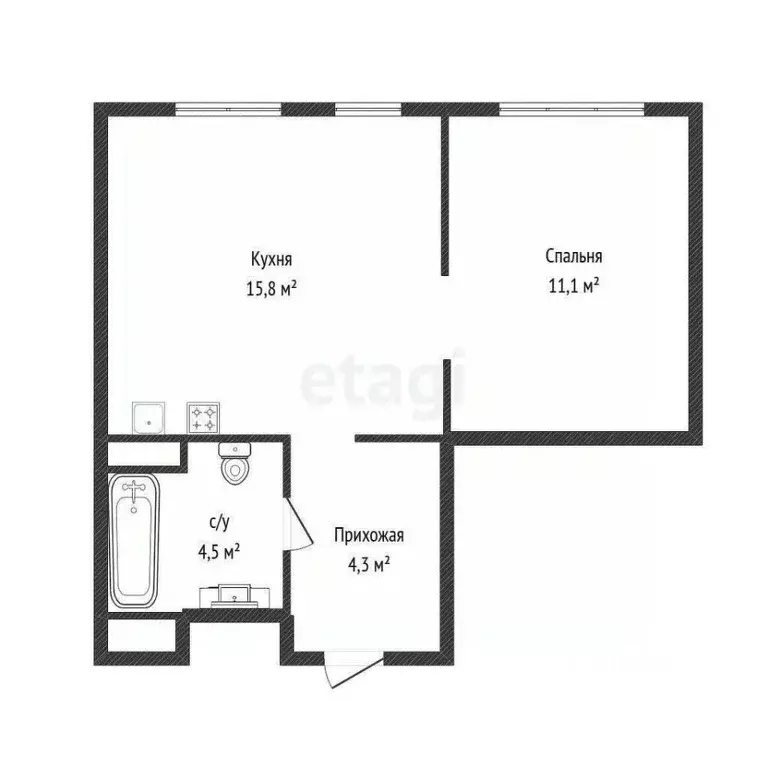 1-к кв. Тюменская область, Тюмень ул. Новоселов, 96 (35.8 м) - Фото 0