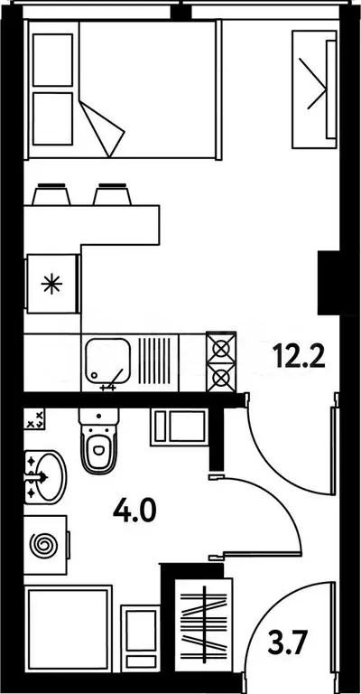 Апартаменты-студия, 19,9 м, 4/10 эт. - Фото 0