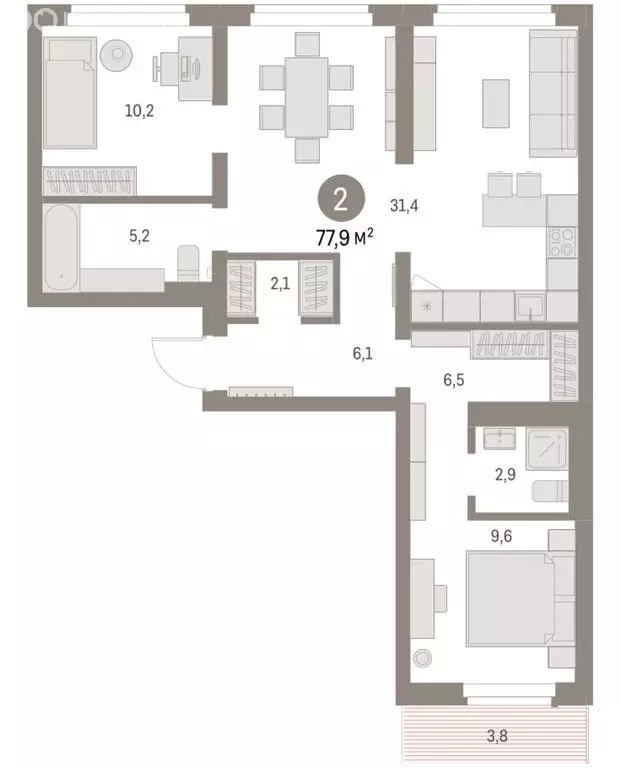 2-комнатная квартира: Екатеринбург, микрорайон Академический, 19-й ... - Фото 2