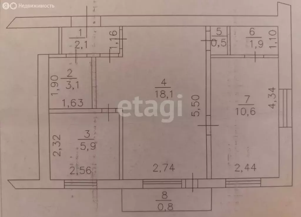 2-комнатная квартира: Салават, улица Ленина, 63 (40.4 м) - Фото 1