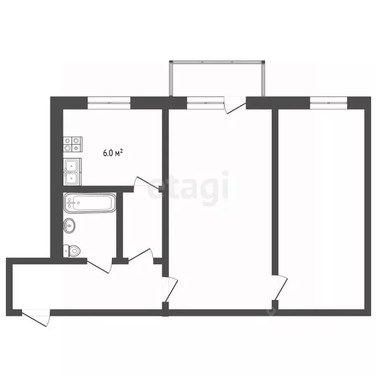 2-к кв. Тамбовская область, Тамбов ул. Маяковского, 24 (42.0 м) - Фото 2