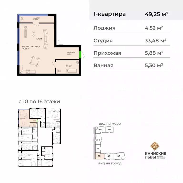 Студия Дагестан, Махачкала ул. Лаптиева, 43А (49.25 м) - Фото 1
