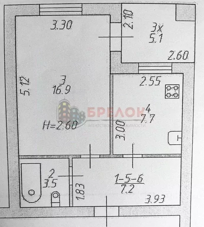 1-к кв. Ростовская область, Ростов-на-Дону просп. Королева, 9/1 (41.0 ... - Фото 2