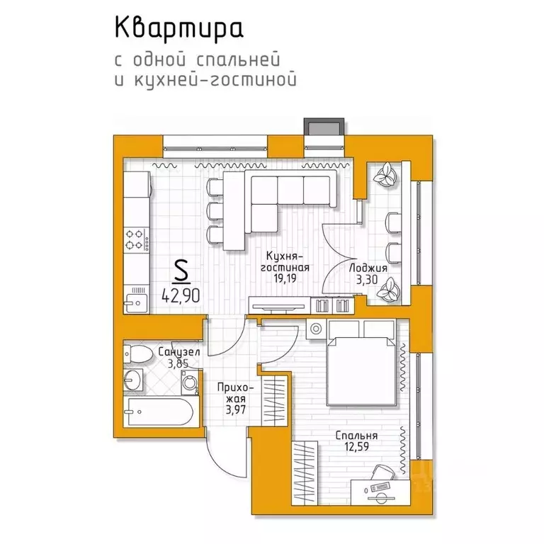 1-к кв. Тульская область, Тула городской округ, пос. Молодежный 5 ... - Фото 0