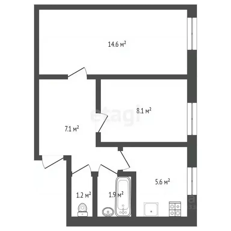 2-к кв. Тюменская область, Тюмень Харьковская ул., 71А (38.9 м) - Фото 0