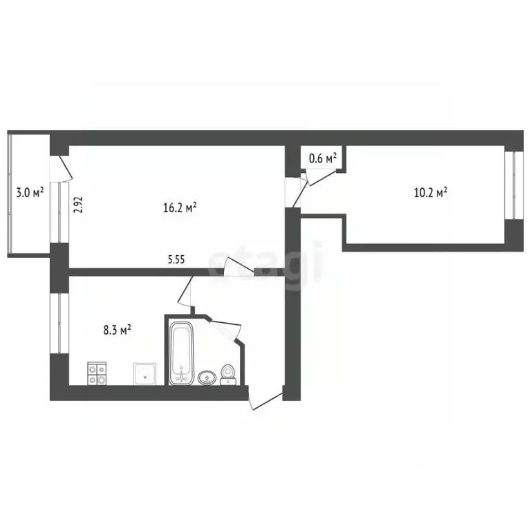 2-к кв. Крым, Сакский район, с. Штормовое ул. Ленина, 9 (40.8 м) - Фото 2