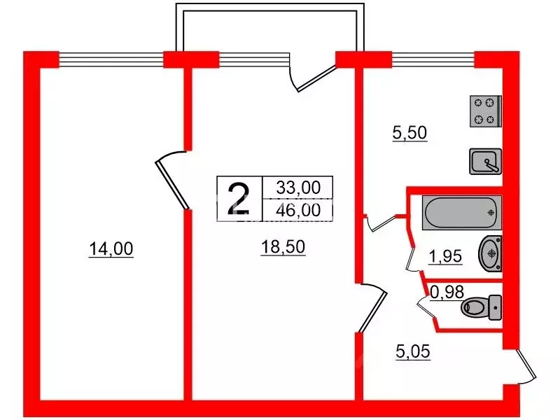 2-к кв. Санкт-Петербург Софийская ул., 43К3 (46.0 м) - Фото 1