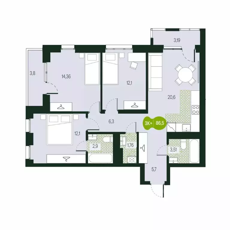 4-к кв. Забайкальский край, Чита Каштакский мкр,  (86.5 м) - Фото 1