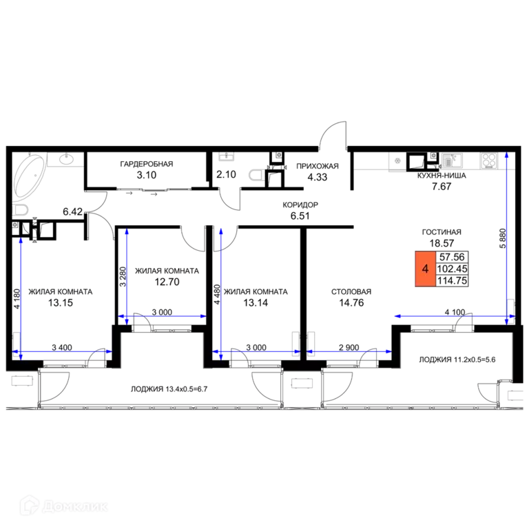 Продаётся 4-к квартира, 114.75 м - Фото 0